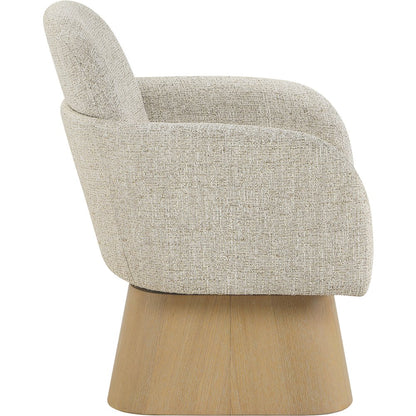Marlowe Beige Linen Textured Fabric Upholstered Swivel Accent Chair