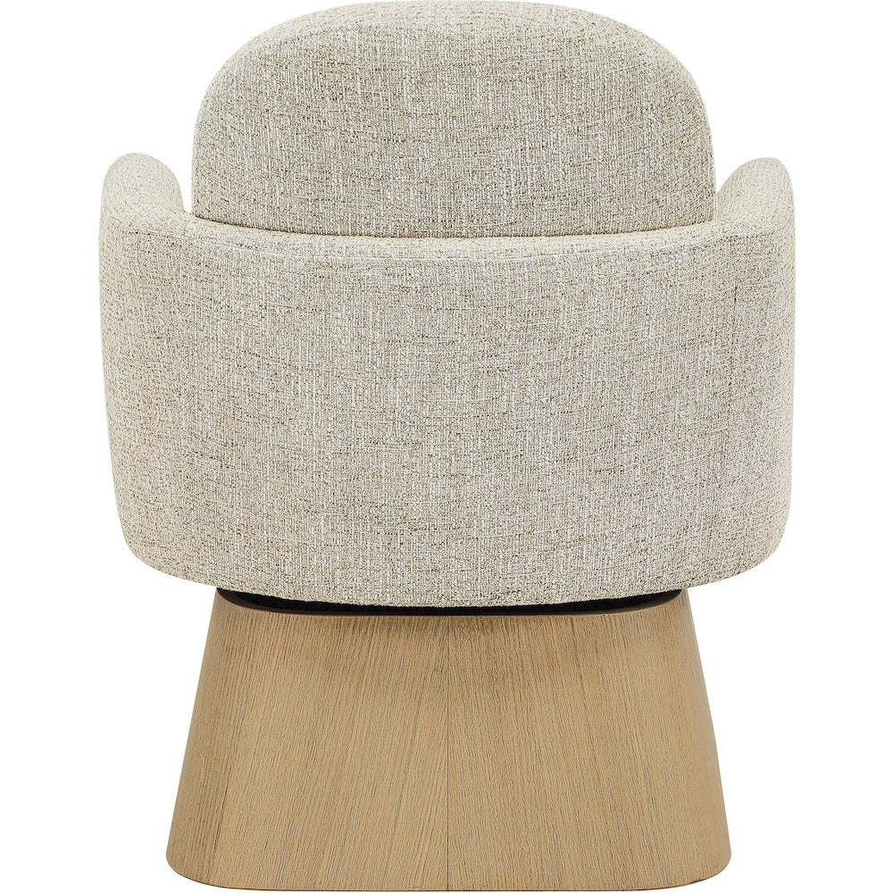 Marlowe Beige Linen Textured Fabric Upholstered Swivel Accent Chair