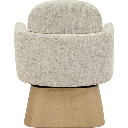 Marlowe Beige Linen Textured Fabric Upholstered Swivel Accent Chair