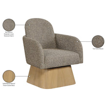 Marlowe Brown Linen Textured Fabric Upholstered Swivel Accent Chair
