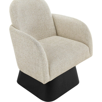 Marlowe Beige Linen Textured Fabric Upholstered Swivel Accent Chair