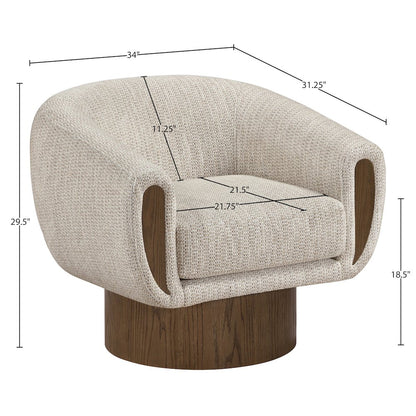Avella Beige Interwoven Fabric Upholstered Swivel Accent Chair