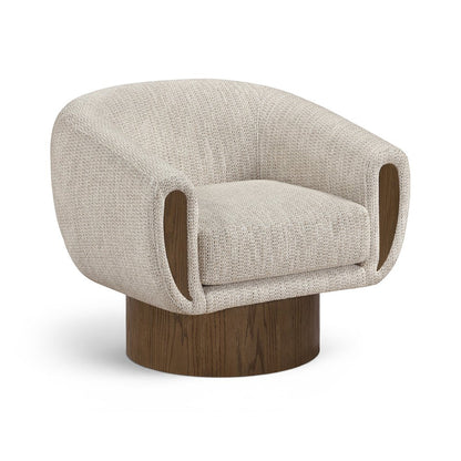 Avella Beige Interwoven Fabric Upholstered Swivel Accent Chair