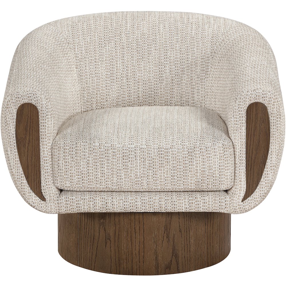 Avella Beige Interwoven Fabric Upholstered Swivel Accent Chair