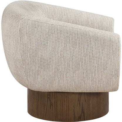 Avella Beige Interwoven Fabric Upholstered Swivel Accent Chair