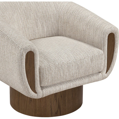 Avella Beige Interwoven Fabric Upholstered Swivel Accent Chair