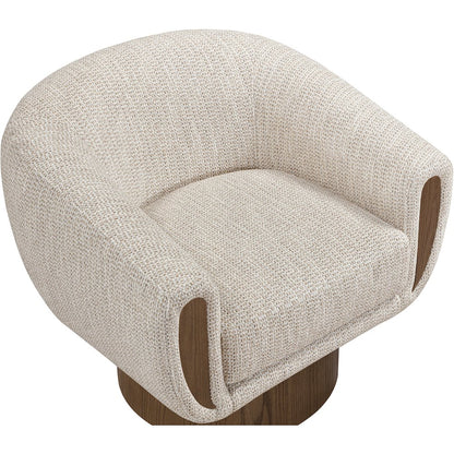 Avella Beige Interwoven Fabric Upholstered Swivel Accent Chair