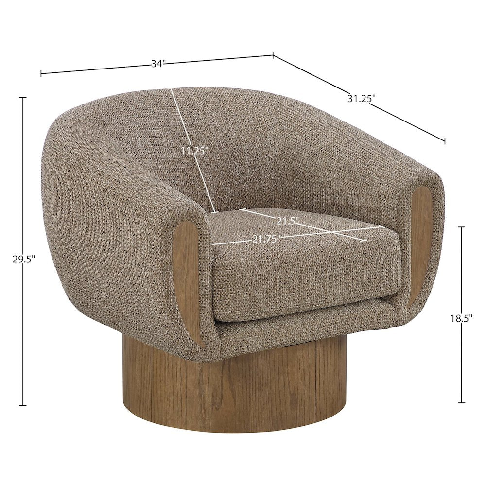 Avella Brown Interwoven Fabric Upholstered Swivel Accent Chair