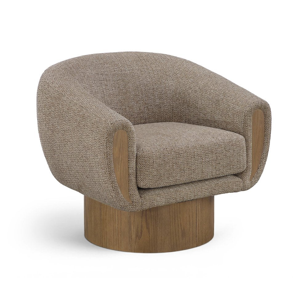 Avella Brown Interwoven Fabric Upholstered Swivel Accent Chair