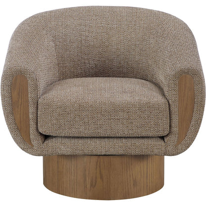 Avella Brown Interwoven Fabric Upholstered Swivel Accent Chair