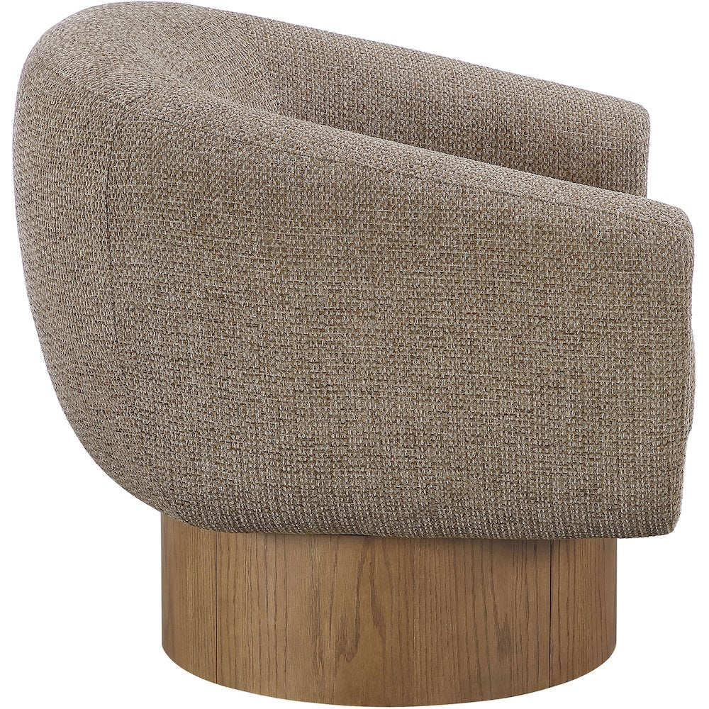 Avella Brown Interwoven Fabric Upholstered Swivel Accent Chair