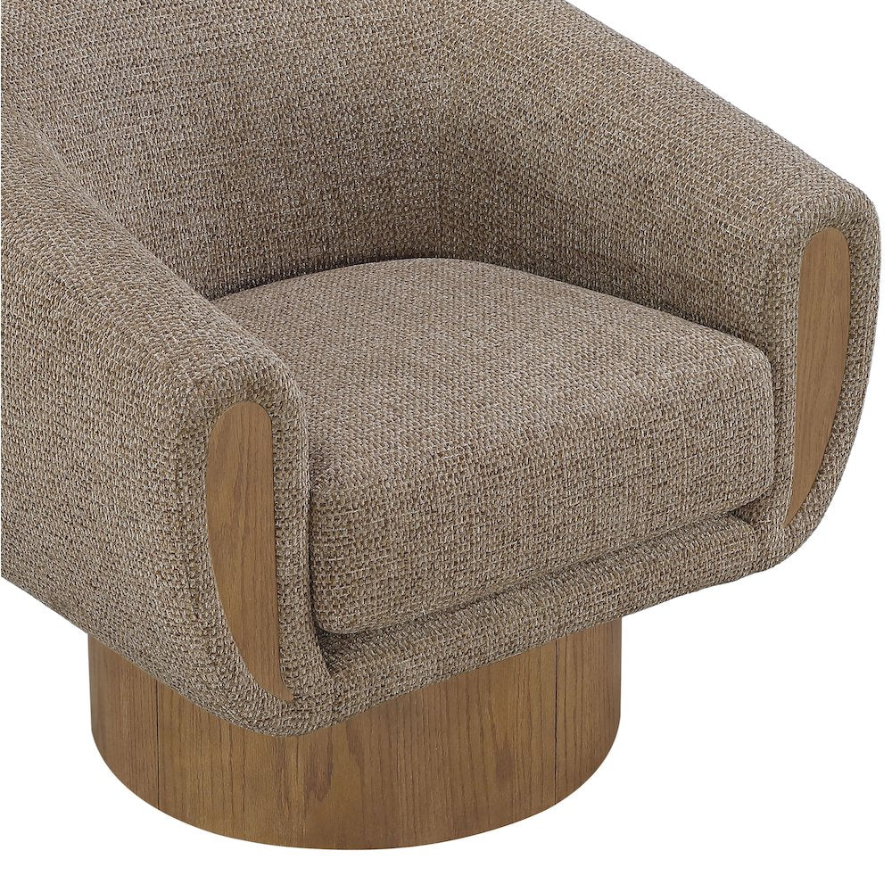 Avella Brown Interwoven Fabric Upholstered Swivel Accent Chair
