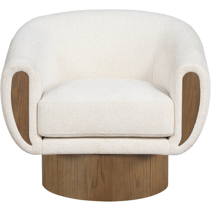 Avella Cream Interwoven Fabric Upholstered Swivel Accent Chair