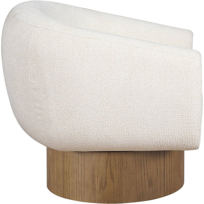 Avella Cream Interwoven Fabric Upholstered Swivel Accent Chair