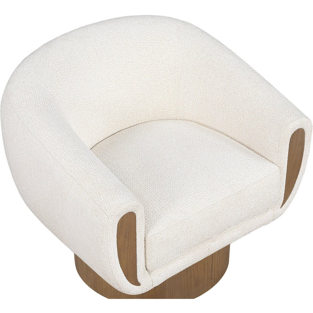 Avella Cream Interwoven Fabric Upholstered Swivel Accent Chair
