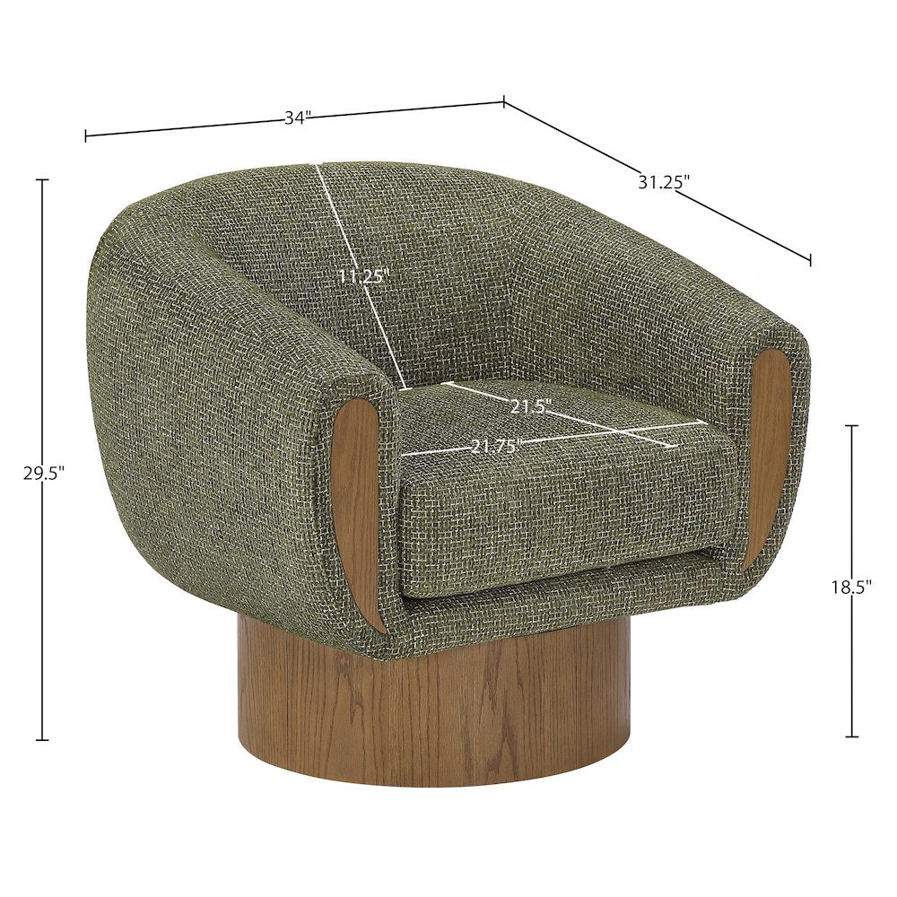 Avella Green Interwoven Fabric Upholstered Swivel Accent Chair
