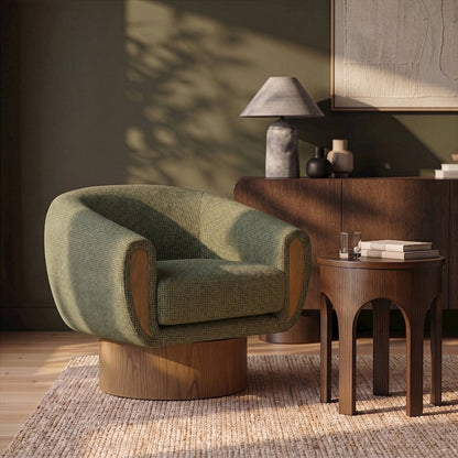Avella Green Interwoven Fabric Upholstered Swivel Accent Chair