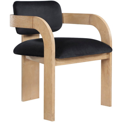 Cedra Black Velvet Performance Fabric Upholstered Dining Chair, Set of 2