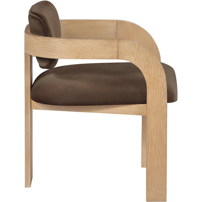 Cedra Brown Velvet Performance Fabric Upholstered Dining Chair, Set of 2