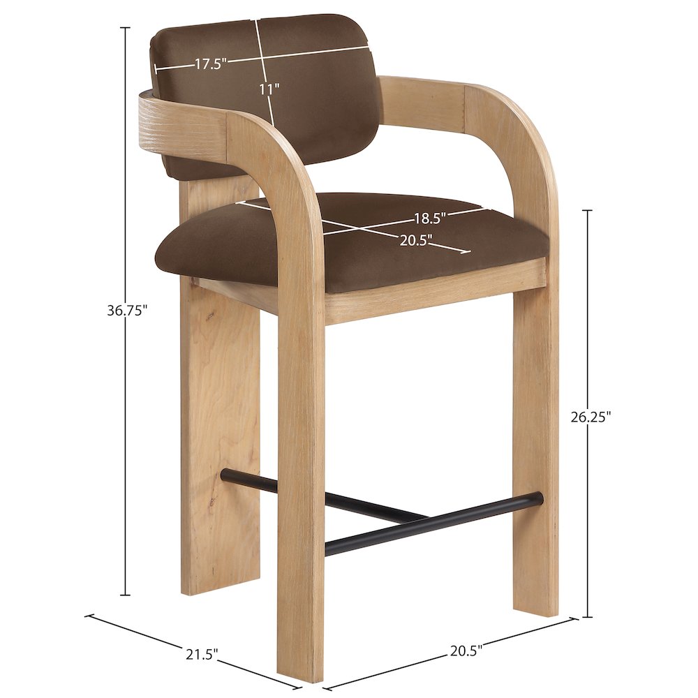 Cedra Brown Velvet Performance Fabric Upholstered Counter Stool