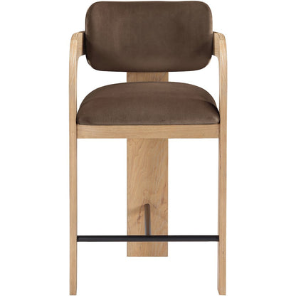 Cedra Brown Velvet Performance Fabric Upholstered Counter Stool