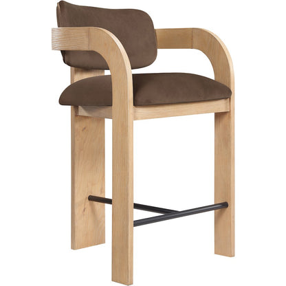 Cedra Brown Velvet Performance Fabric Upholstered Counter Stool