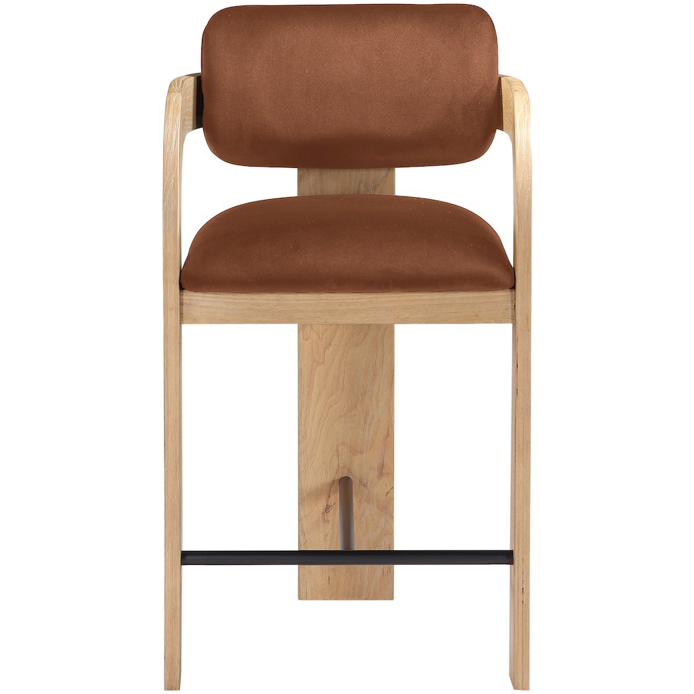 Cedra Cognac Velvet Performance Fabric Upholstered Counter Stool