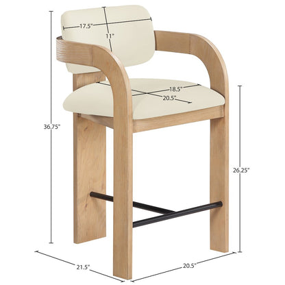 Cedra Cream Velvet Performance Fabric Upholstered Counter Stool