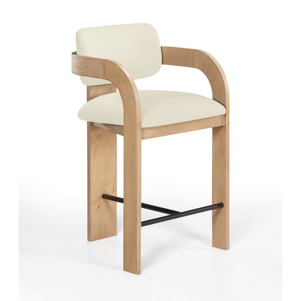Cedra Cream Velvet Performance Fabric Upholstered Counter Stool