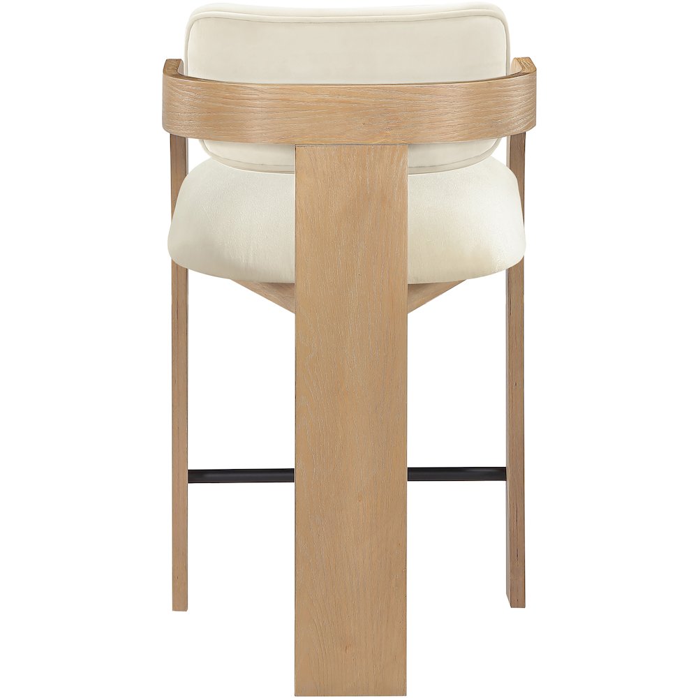 Cedra Cream Velvet Performance Fabric Upholstered Counter Stool