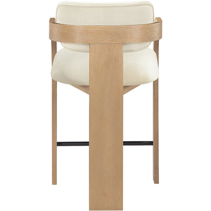 Cedra Cream Velvet Performance Fabric Upholstered Counter Stool