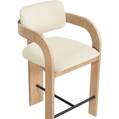 Cedra Cream Velvet Performance Fabric Upholstered Counter Stool