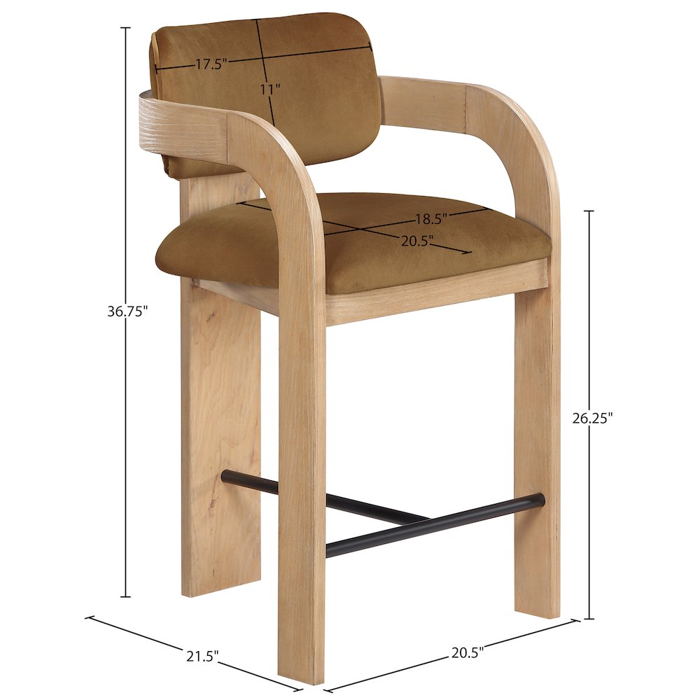 Cedra Saddle Velvet Performance Fabric Upholstered Counter Stool