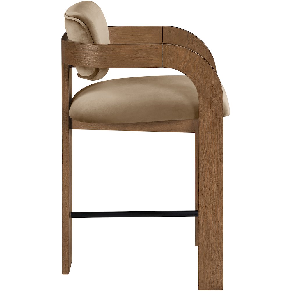 Cedra Beige Velvet Performance Fabric Upholstered Counter Stool