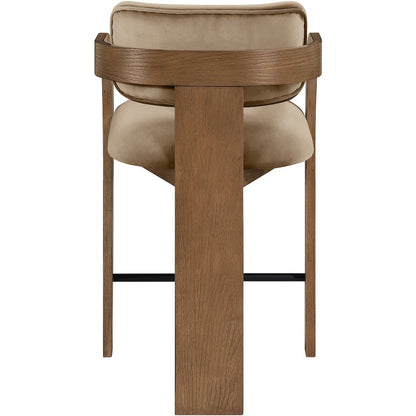 Cedra Beige Velvet Performance Fabric Upholstered Counter Stool