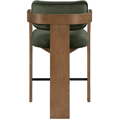 Cedra Green Velvet Performance Fabric Upholstered Counter Stool