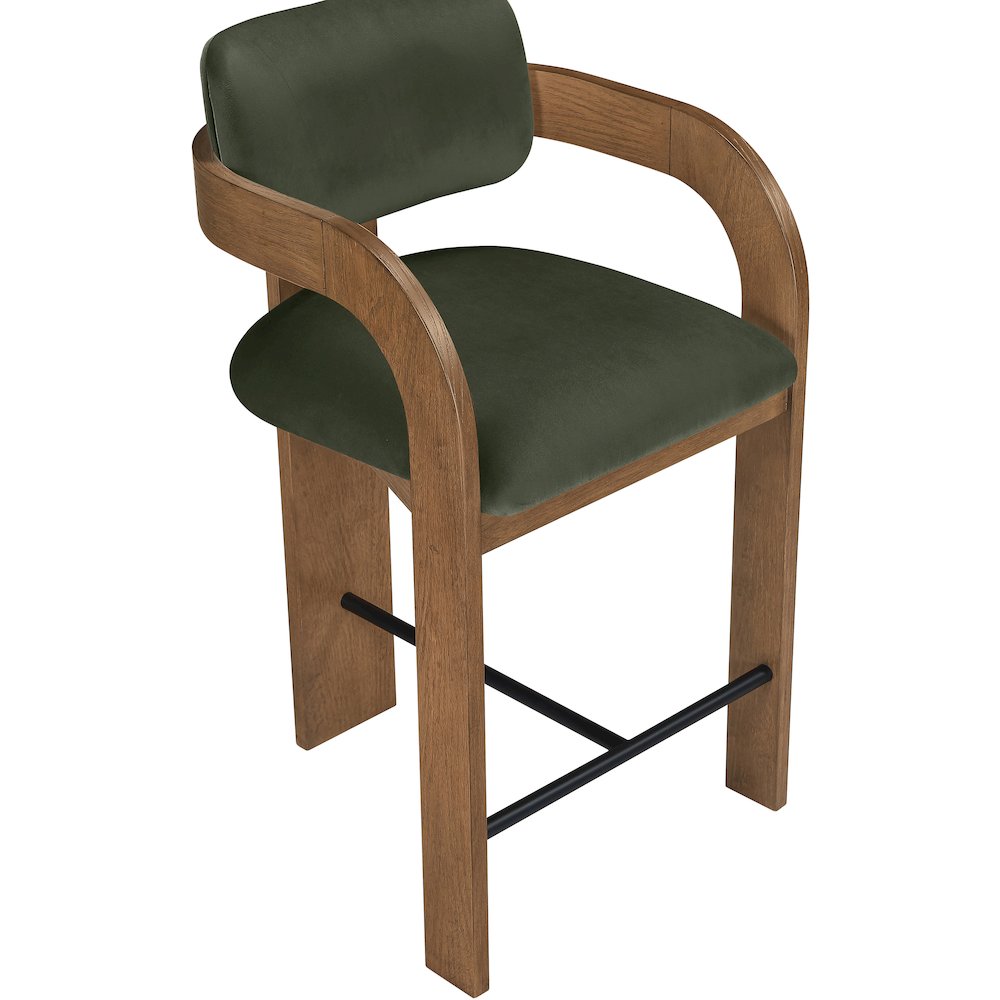 Cedra Green Velvet Performance Fabric Upholstered Counter Stool