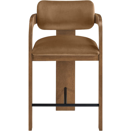 Cedra Saddle Velvet Performance Fabric Upholstered Counter Stool