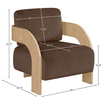 Cedra Brown Velvet Performance Fabric Upholstered Accent Chair