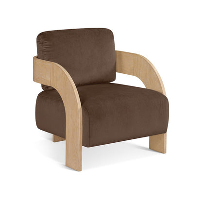 Cedra Brown Velvet Performance Fabric Upholstered Accent Chair