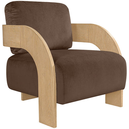 Cedra Brown Velvet Performance Fabric Upholstered Accent Chair
