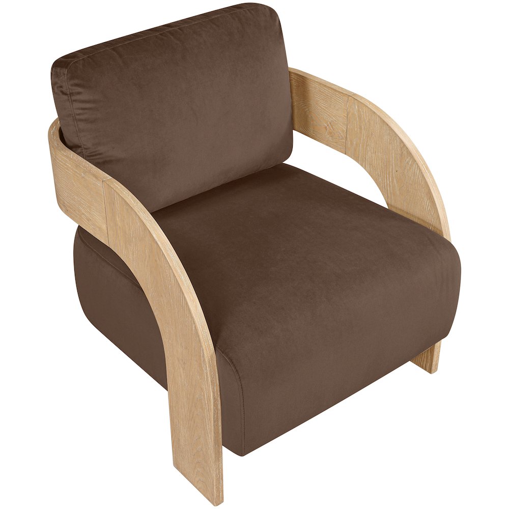 Cedra Brown Velvet Performance Fabric Upholstered Accent Chair
