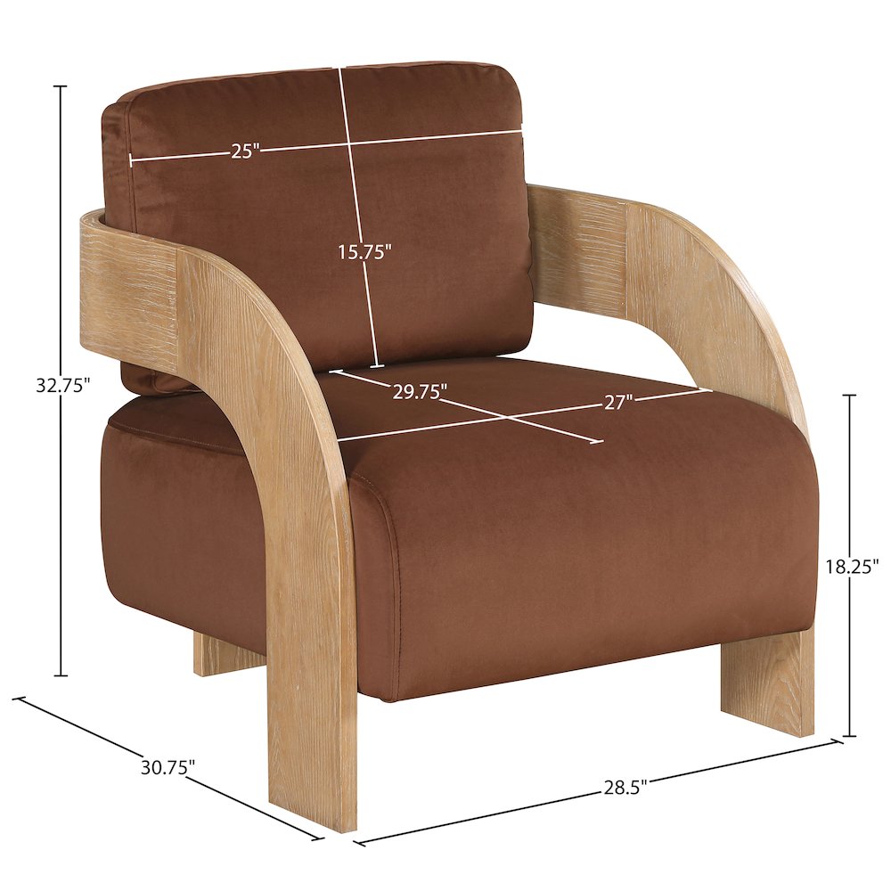 Cedra Cognac Velvet Performance Fabric Upholstered Accent Chair