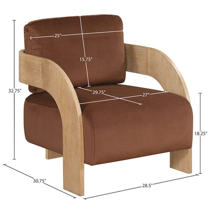 Cedra Cognac Velvet Performance Fabric Upholstered Accent Chair