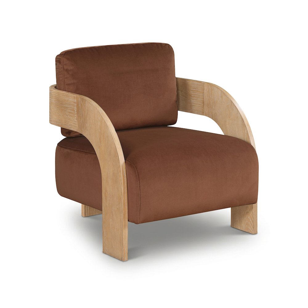 Cedra Cognac Velvet Performance Fabric Upholstered Accent Chair