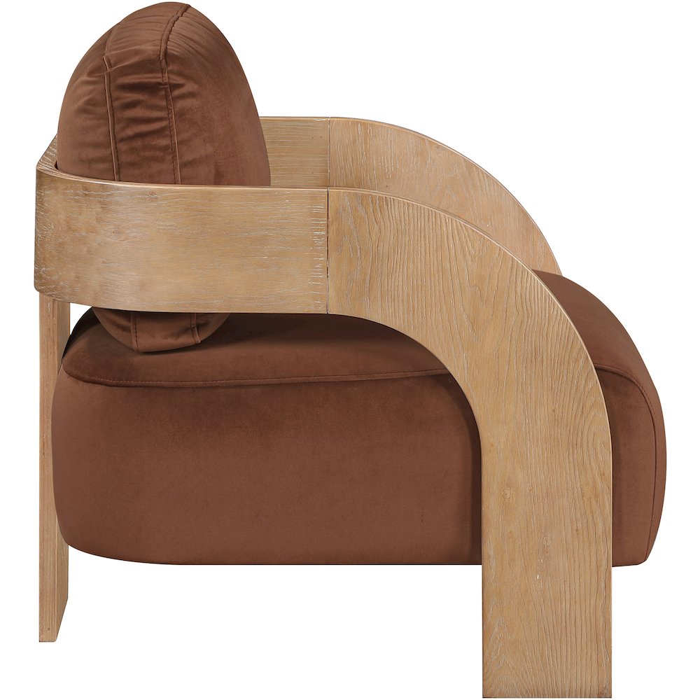 Cedra Cognac Velvet Performance Fabric Upholstered Accent Chair