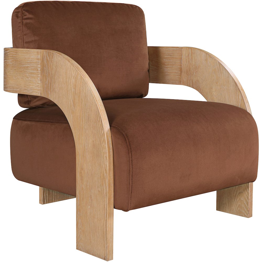 Cedra Cognac Velvet Performance Fabric Upholstered Accent Chair
