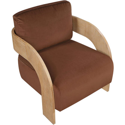 Cedra Cognac Velvet Performance Fabric Upholstered Accent Chair