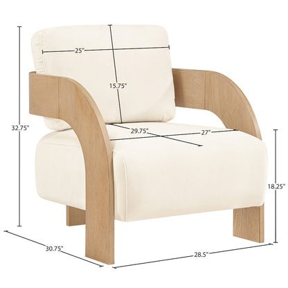 Cedra Cream Velvet Performance Fabric Upholstered Accent Chair