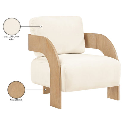Cedra Cream Velvet Performance Fabric Upholstered Accent Chair
